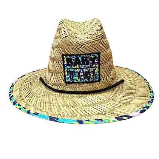 Baby Tiki's Wild Thing Straw Hat with Drawstring. Available in Baby/Toddler and Child sizes.