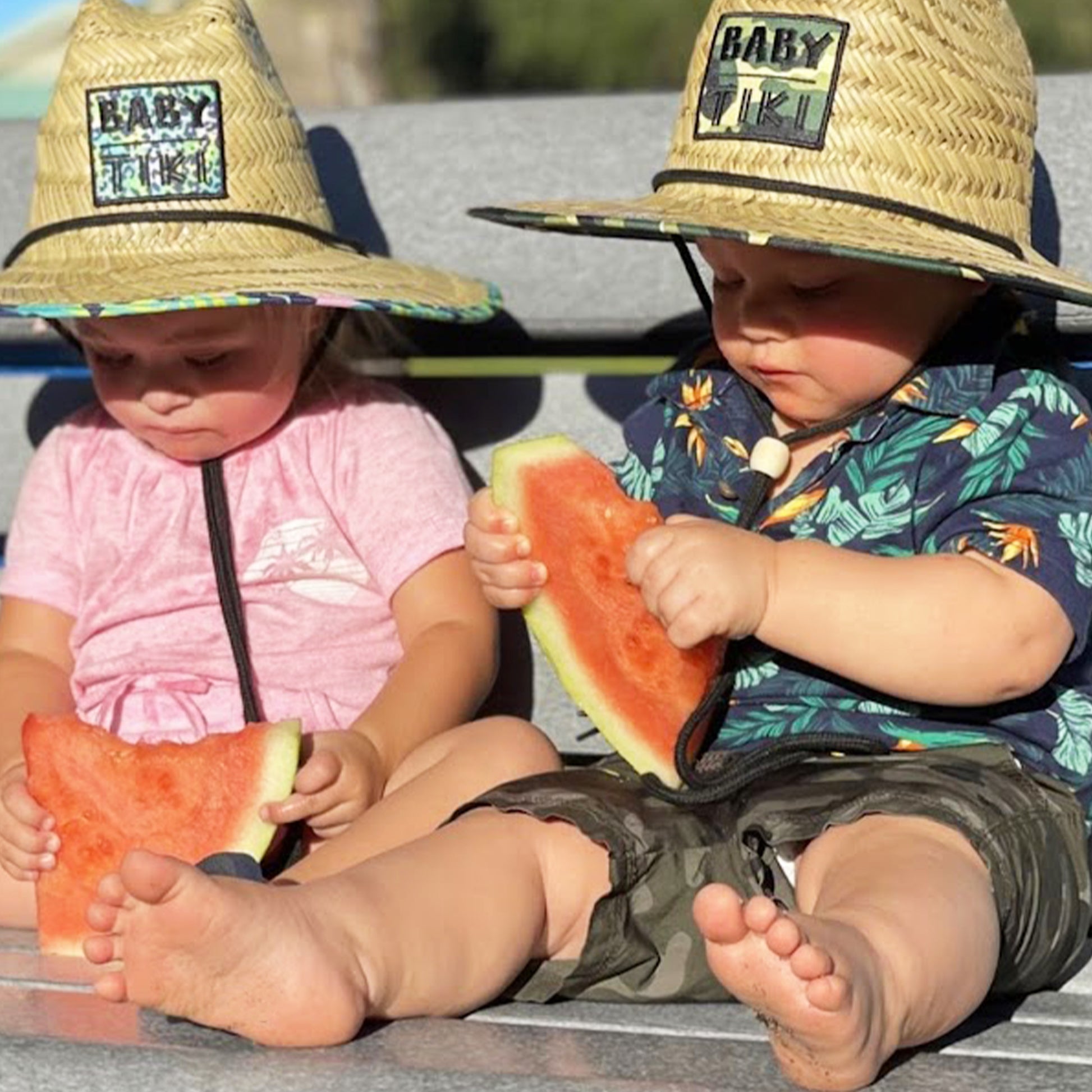 Baby Tiki Cool Camo Toddler Kids Straw Hat, One Size Baby/Toddler