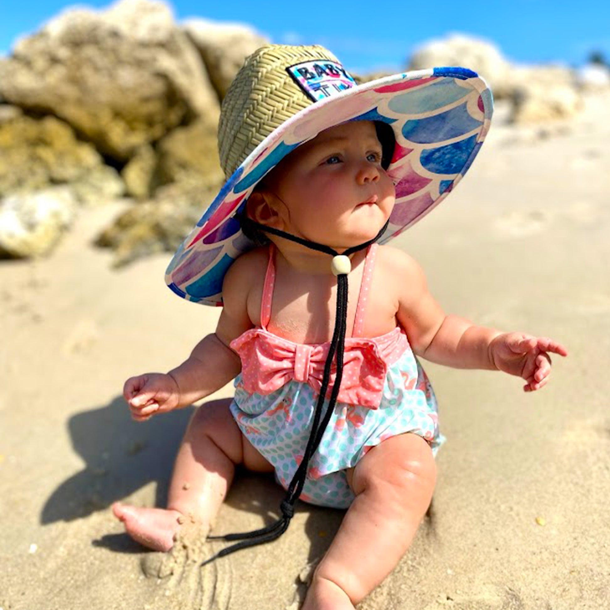 Baby Tiki Mermaid Vibes Toddler Girls Straw Hat, One Size Child