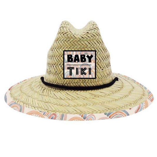 Baby Tiki’s Boho Rainbow Straw Hat with Draw String. Available in Baby/Toddler and Child sizes.